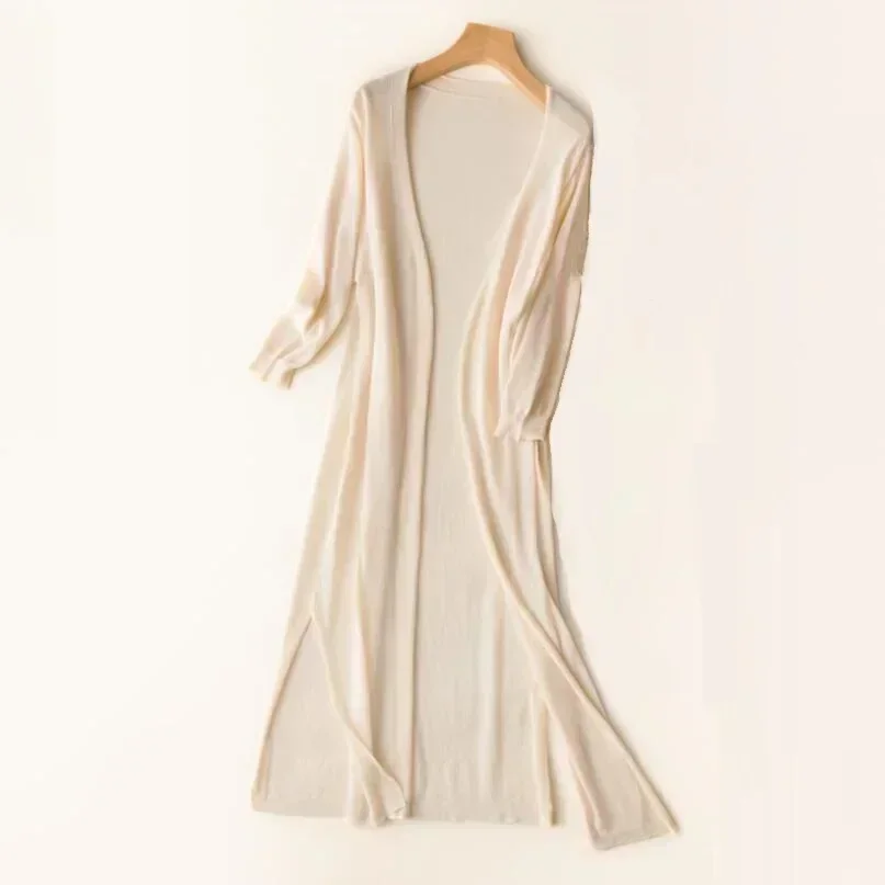 Knit Open Front Long Cardigan for Women