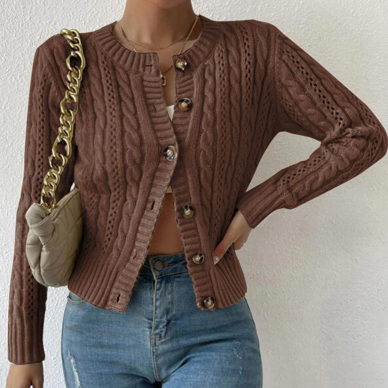 Cable Knit Button Cardigan for Women