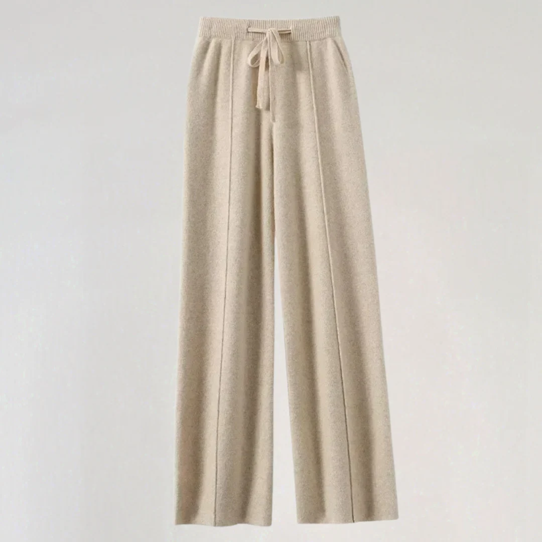 Wide-Leg Knit Pants with High Waist for Women