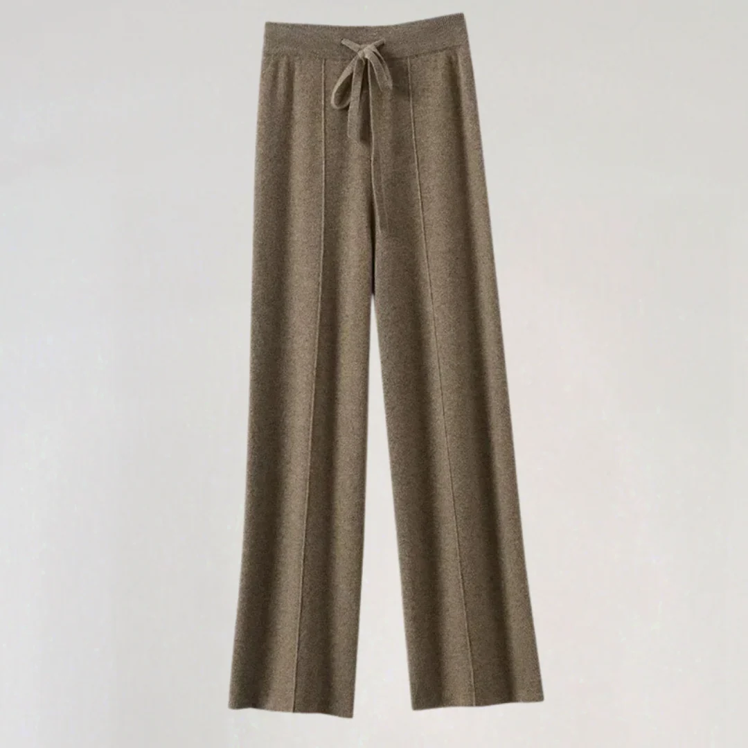 Wide-Leg Knit Pants with High Waist for Women