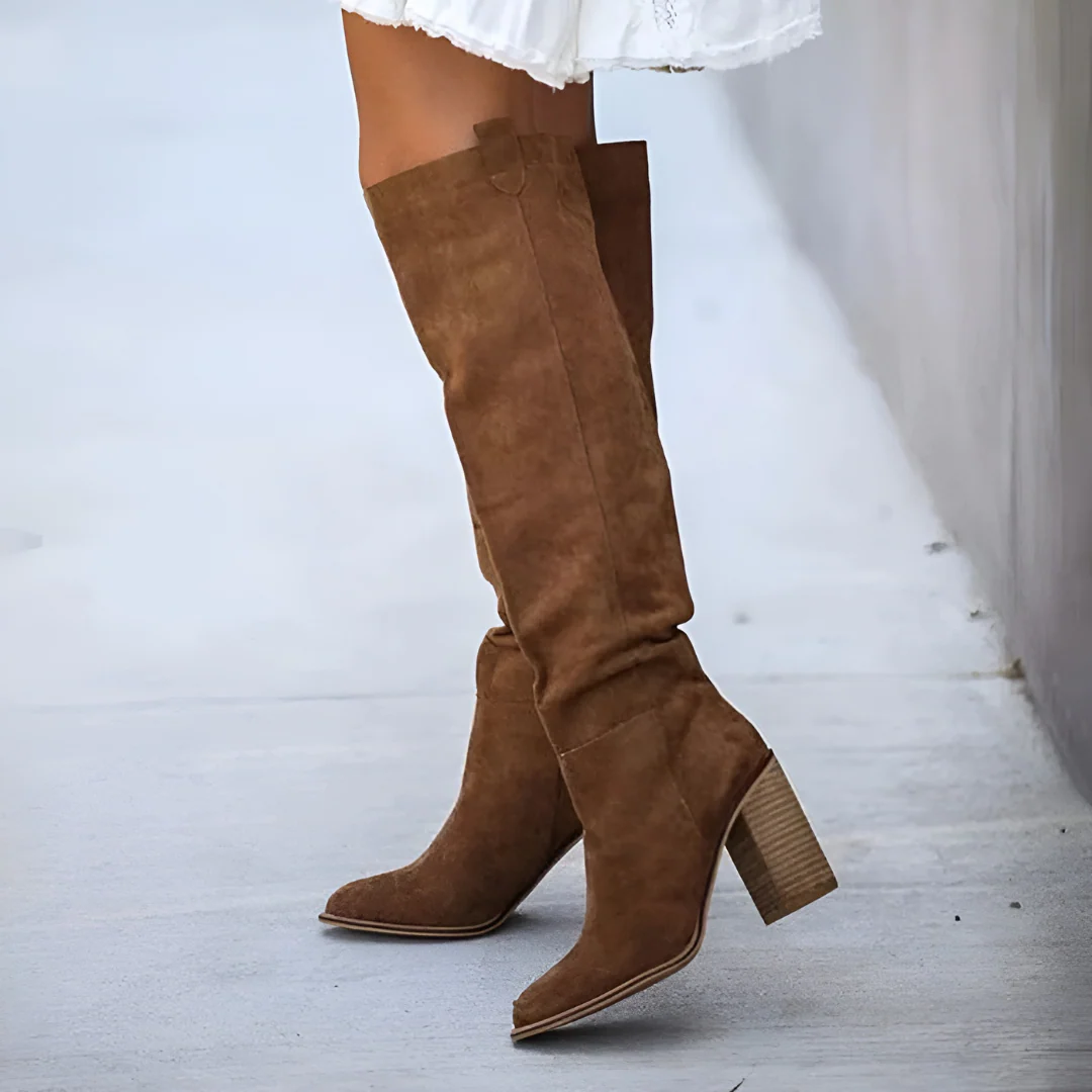 Women's Knee-High Boots with Block Heel