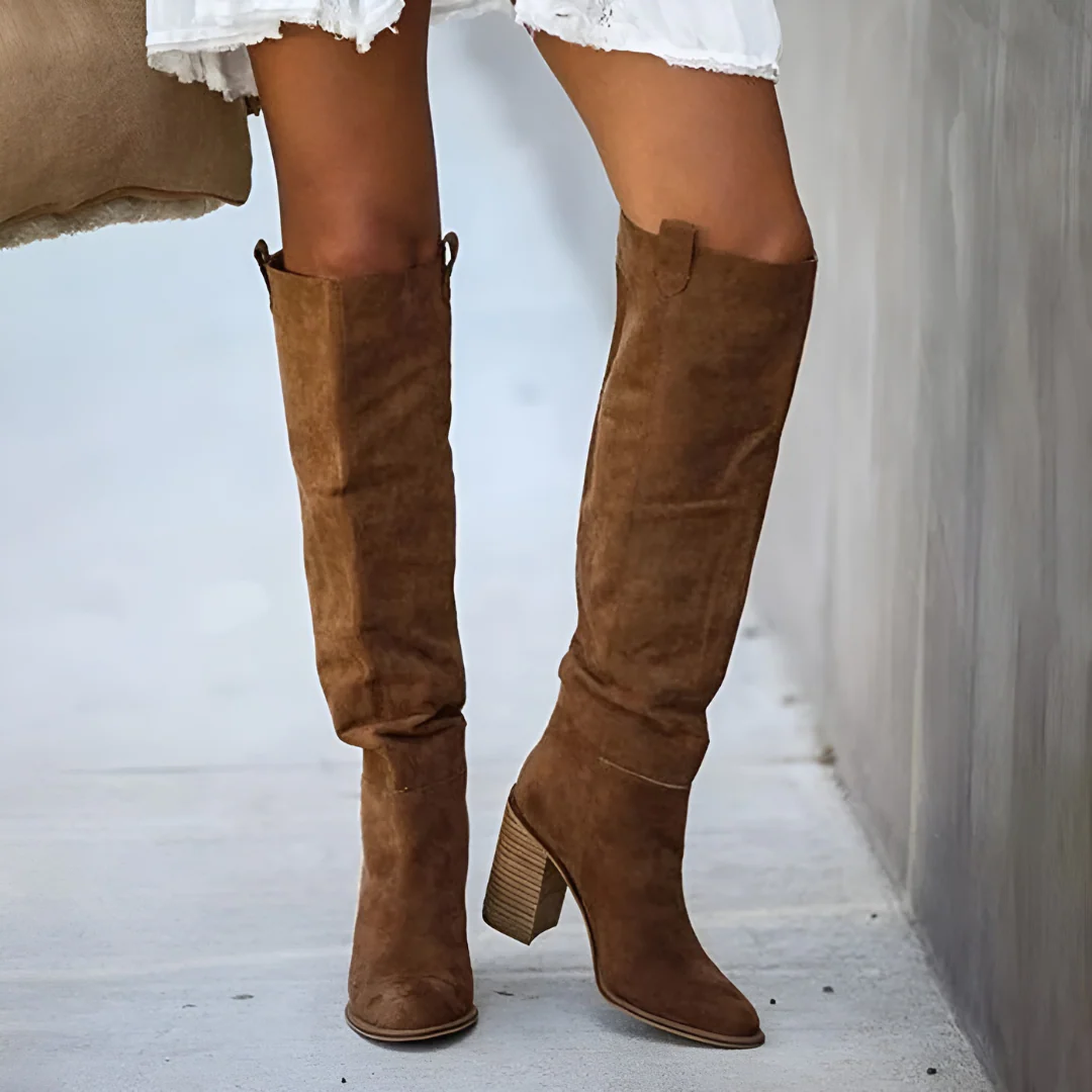 Women's Knee-High Boots with Block Heel