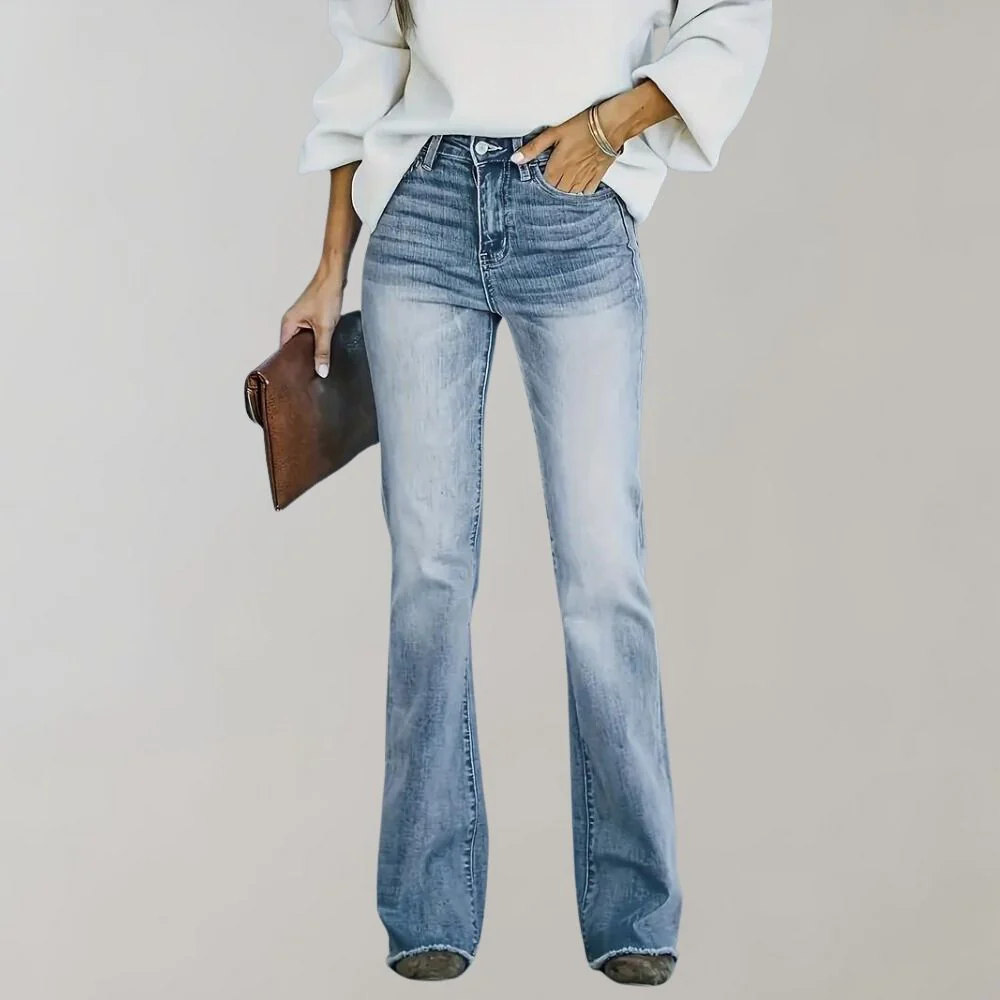 Light Blue High-Rise Bootcut Flared Jeans for Women