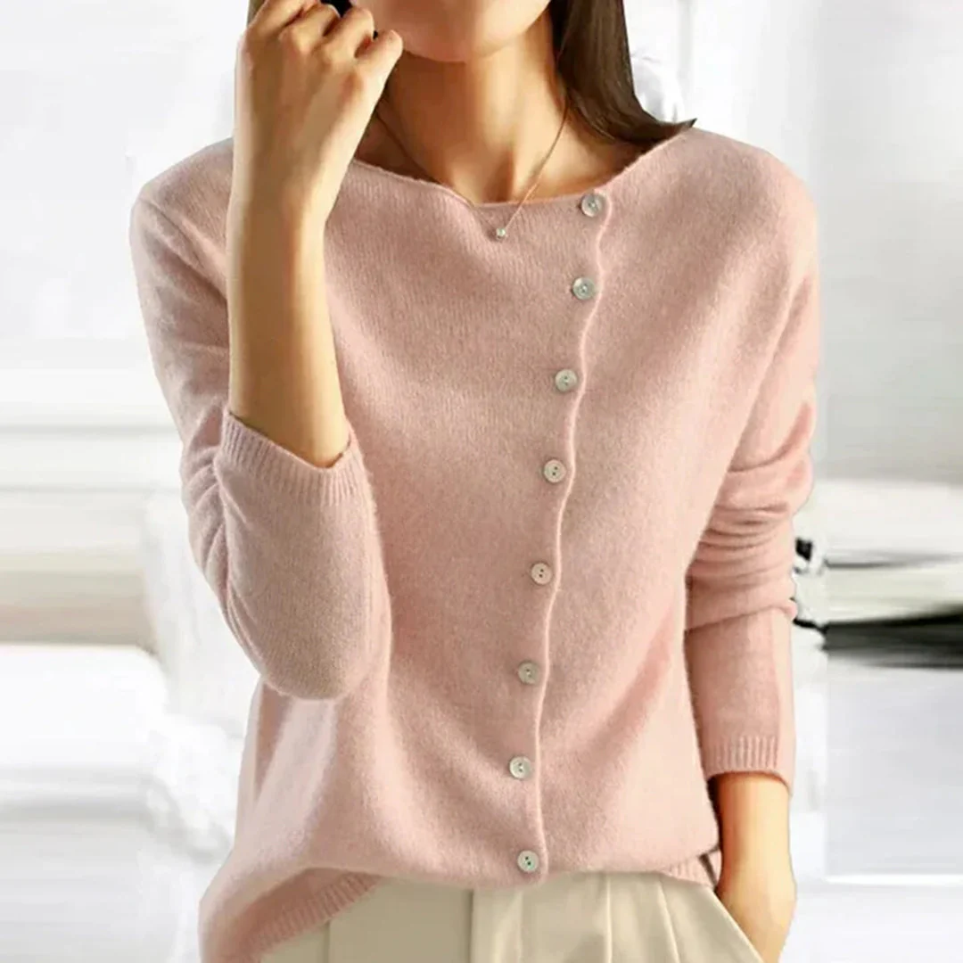 Asymmetrical Button Knit Cardigan for Women