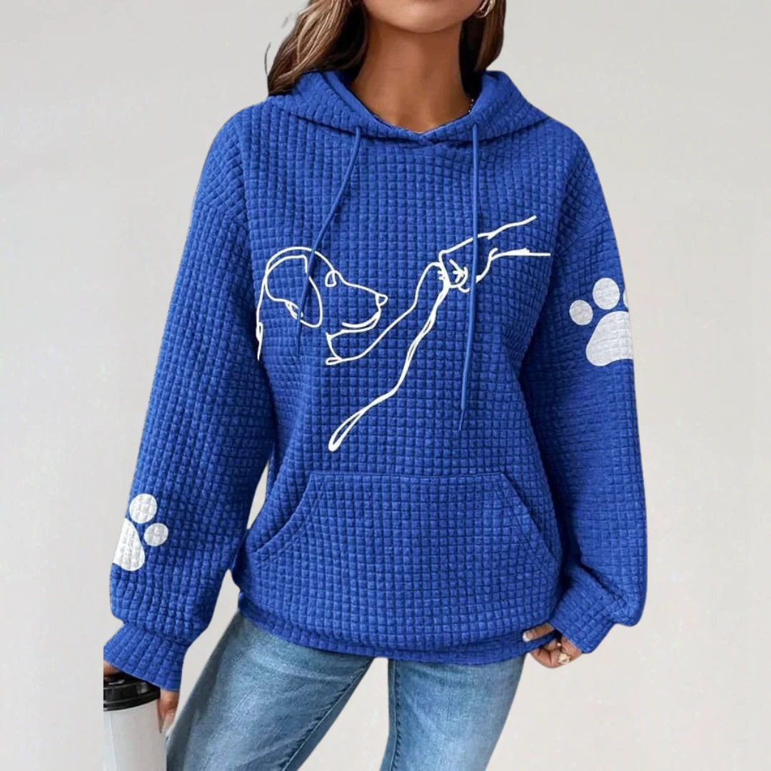 Printed Hoodie with Dog Paw Motif for Women