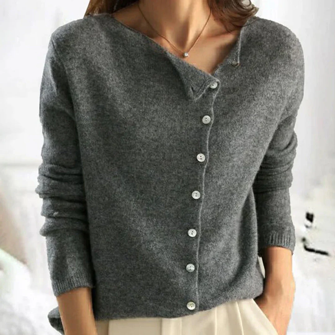 Asymmetrical Button Knit Cardigan for Women