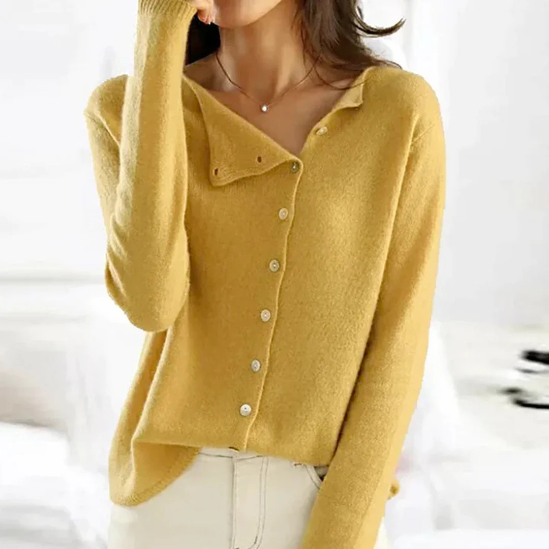Asymmetrical Button Knit Cardigan for Women