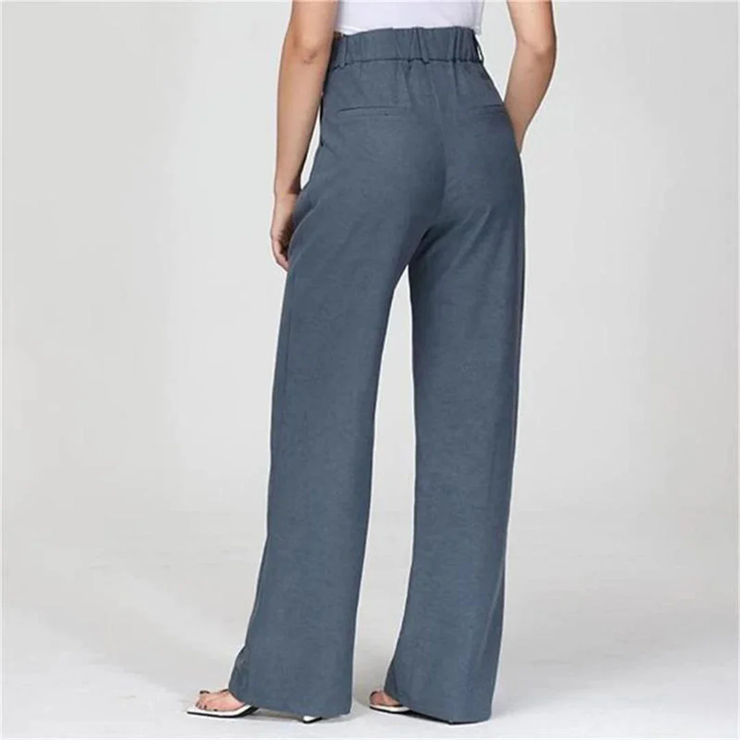 Pleated High-Waist Wide Leg Work Trousers for Women