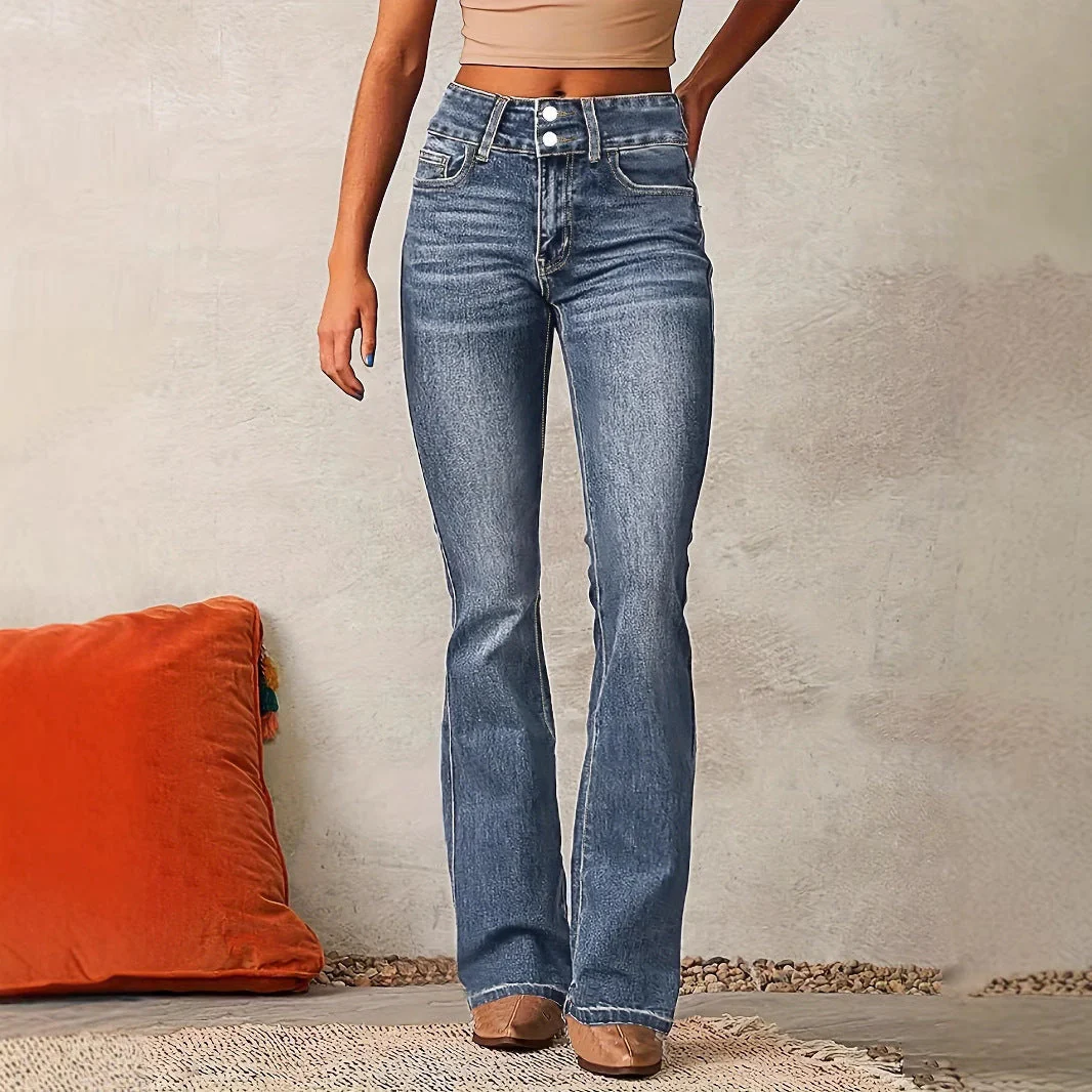 High-Waisted Stretch Flared Jeans for Women