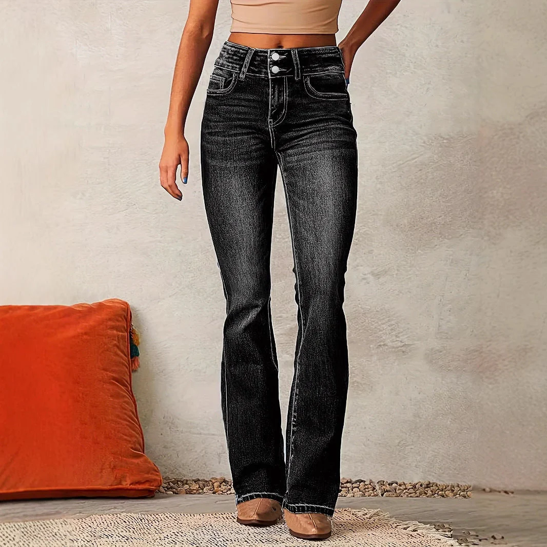 High-Waisted Stretch Flared Jeans for Women