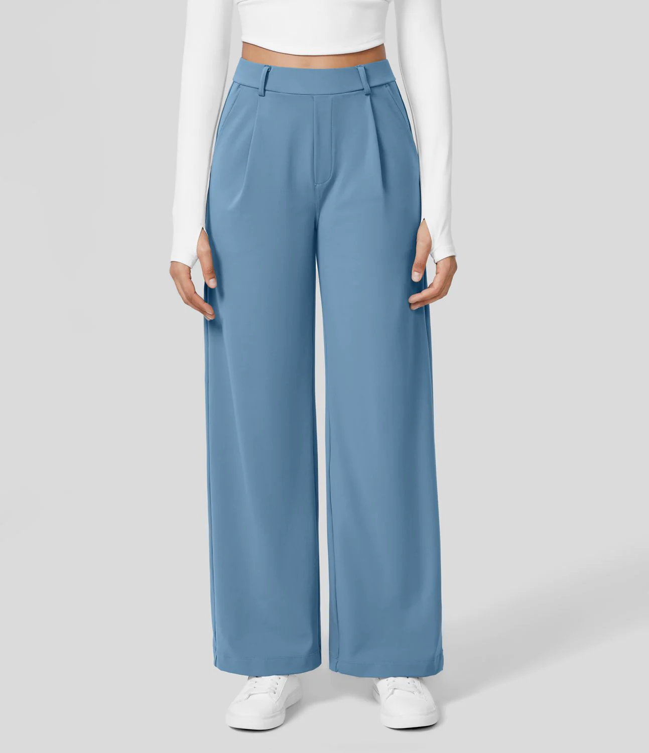 High-Waisted Wide Leg Work Trousers for Women