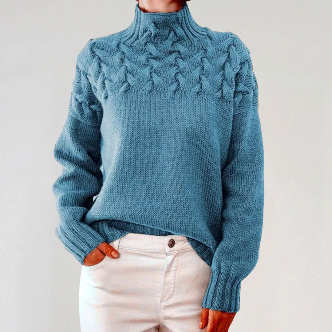 Chunky Cable Knit Turtleneck Sweater for Women