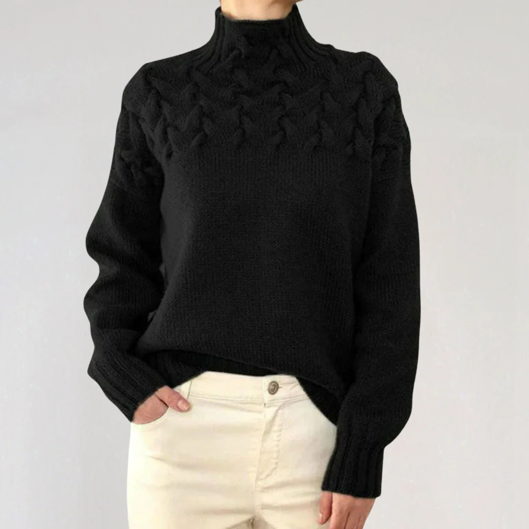 Chunky Cable Knit Turtleneck Sweater for Women