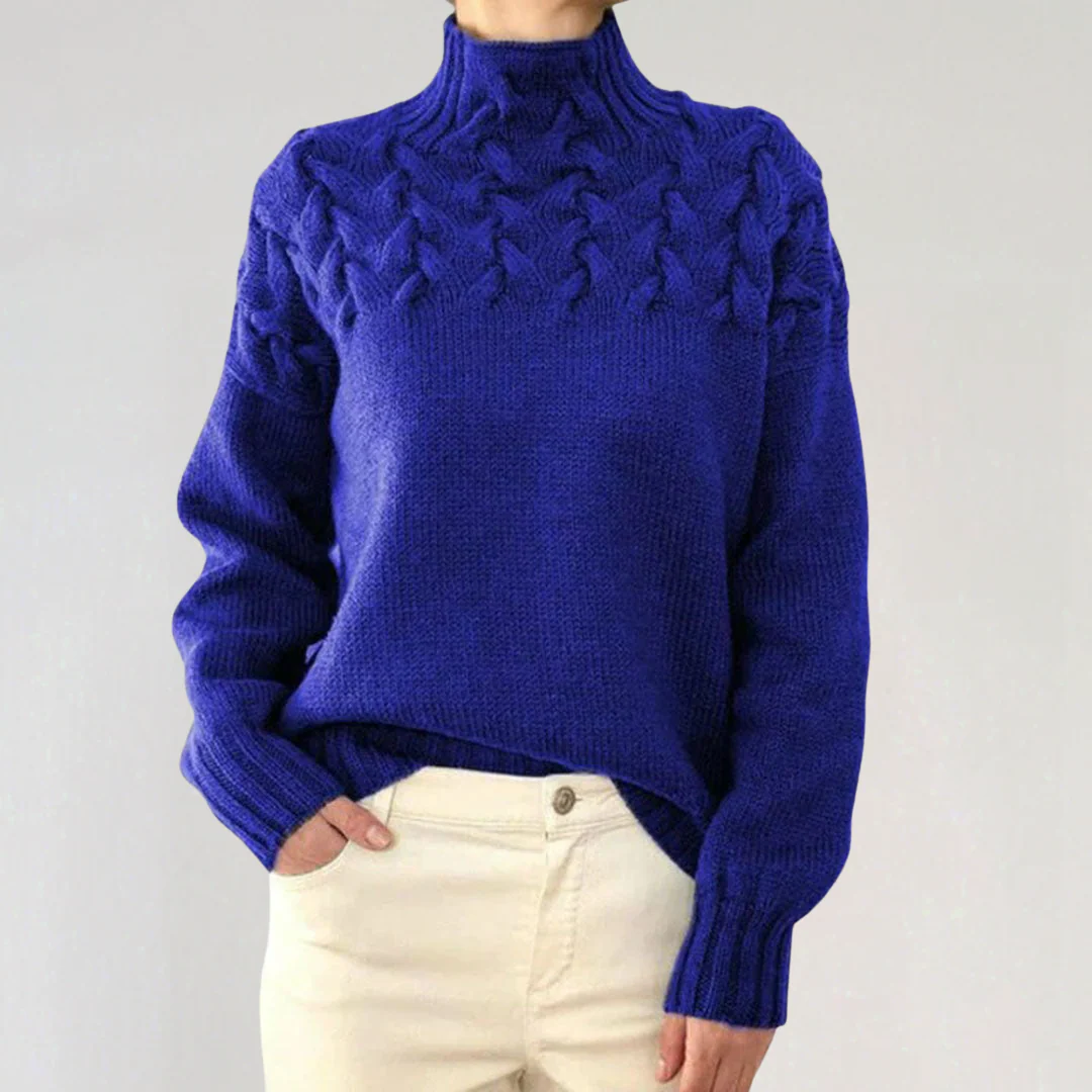 Chunky Cable Knit Turtleneck Sweater for Women