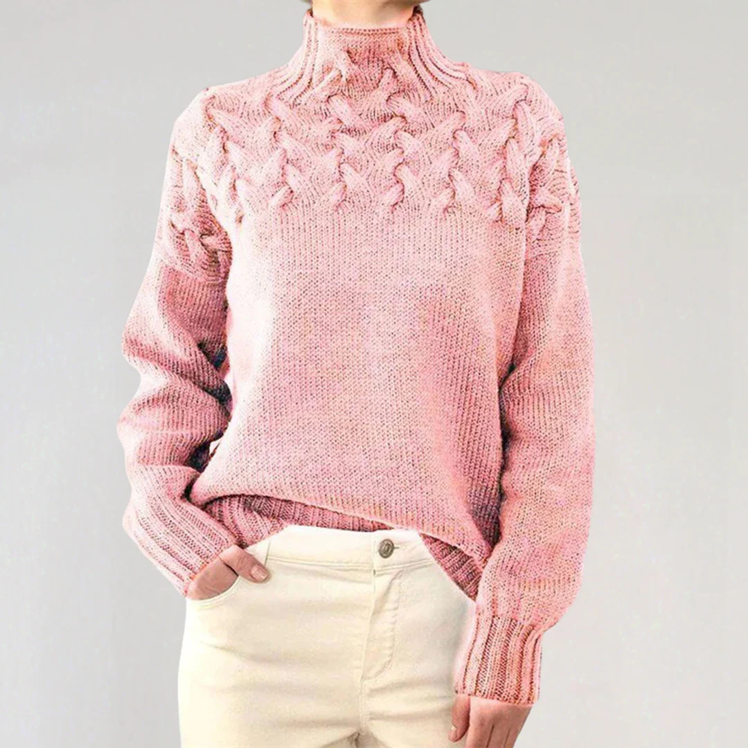 Chunky Cable Knit Turtleneck Sweater for Women