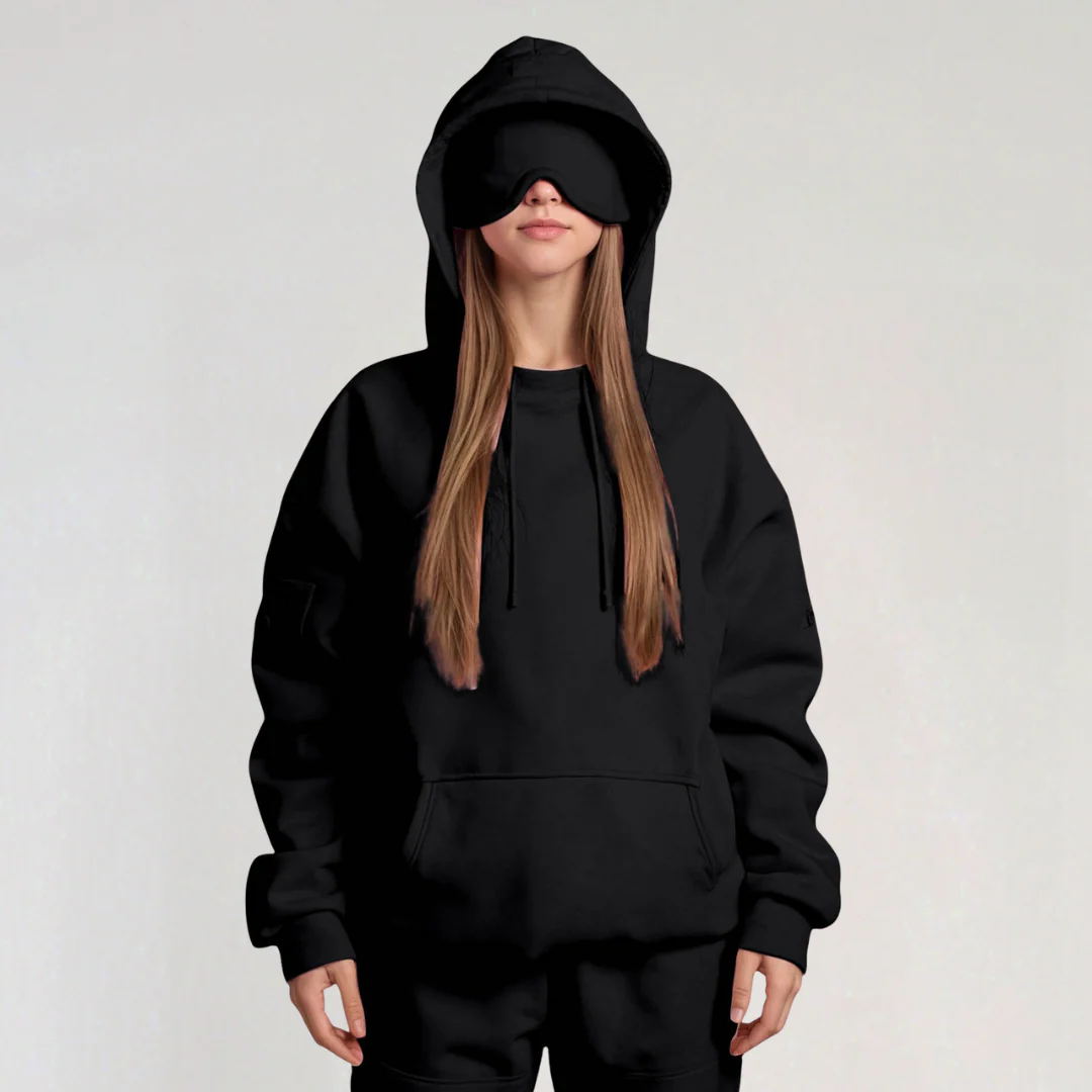 Oversized Hoodie with Eye Mask for Women