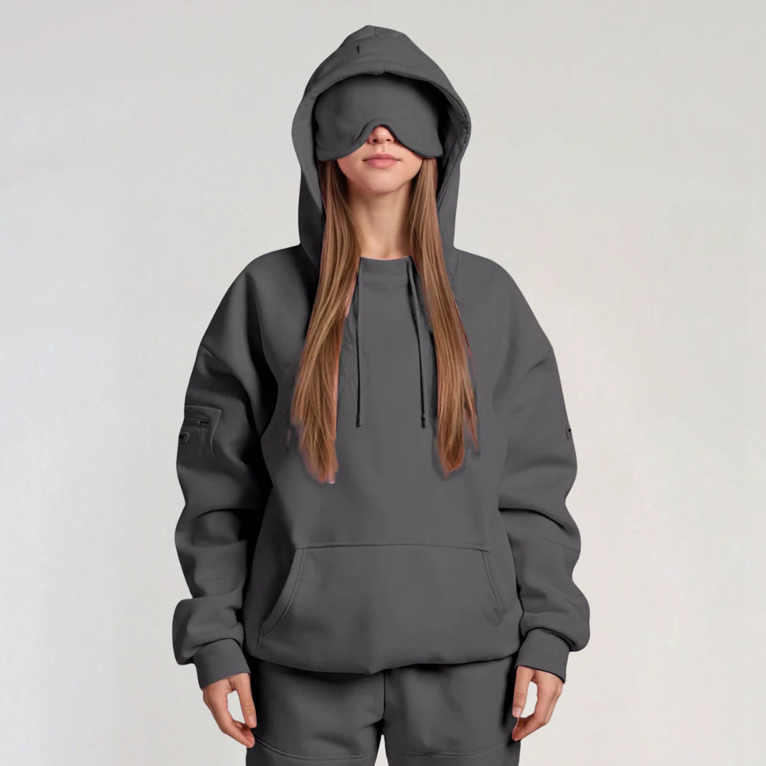 Oversized Hoodie with Eye Mask for Women