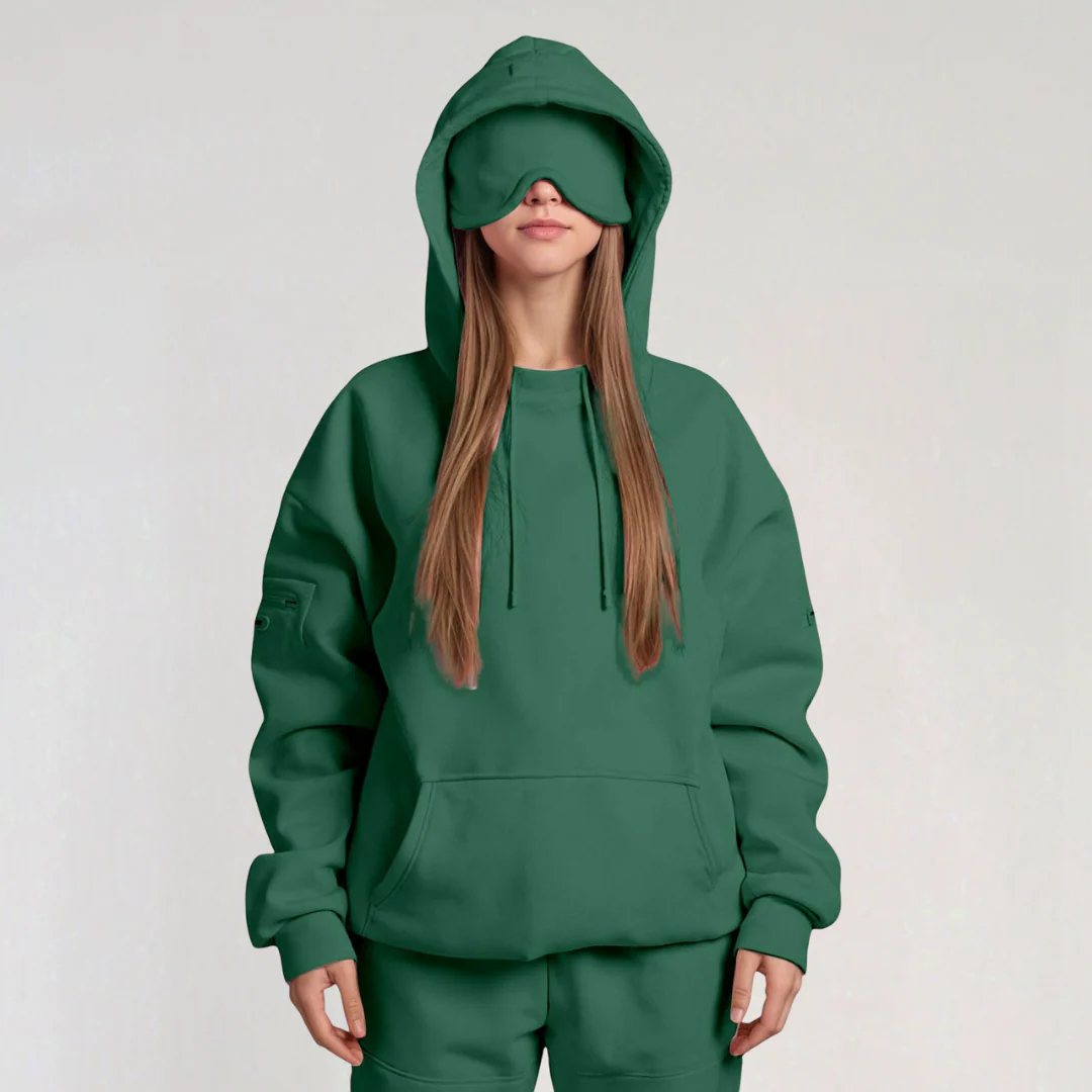 Oversized Hoodie with Eye Mask for Women
