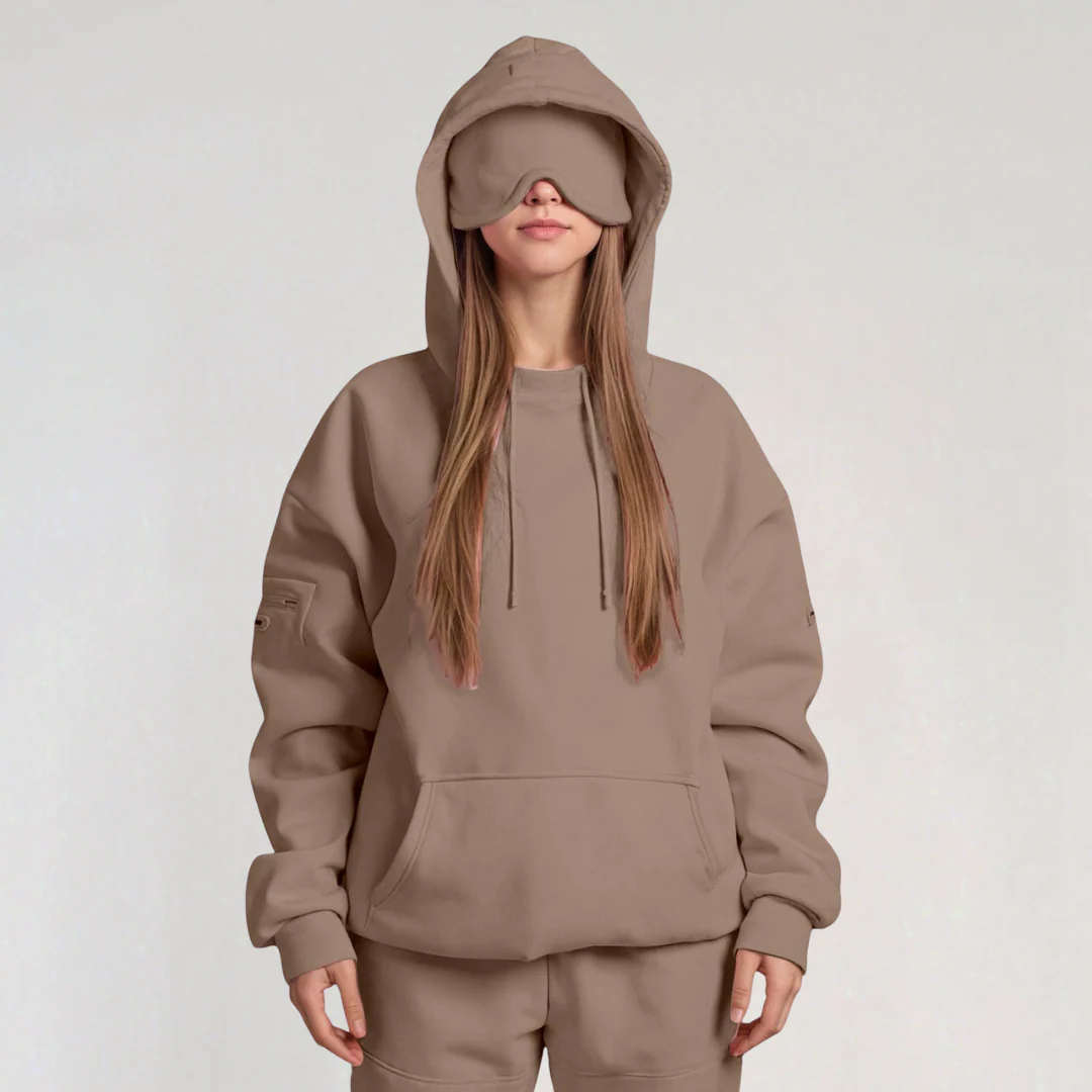 Oversized Hoodie with Eye Mask for Women