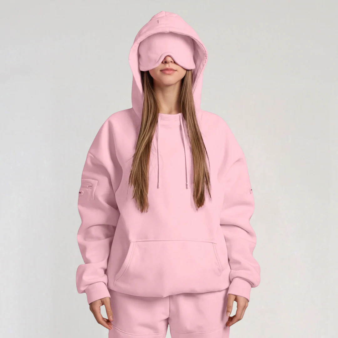 Oversized Hoodie with Eye Mask for Women