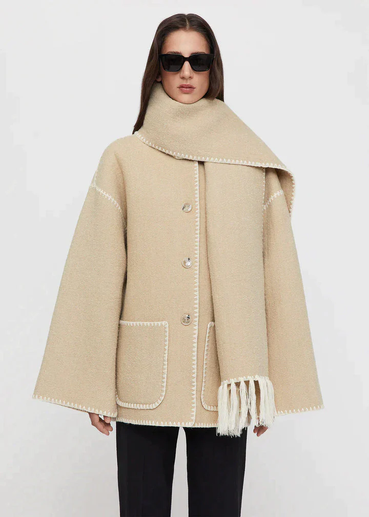 Women’s Elegant Coat with Scarf