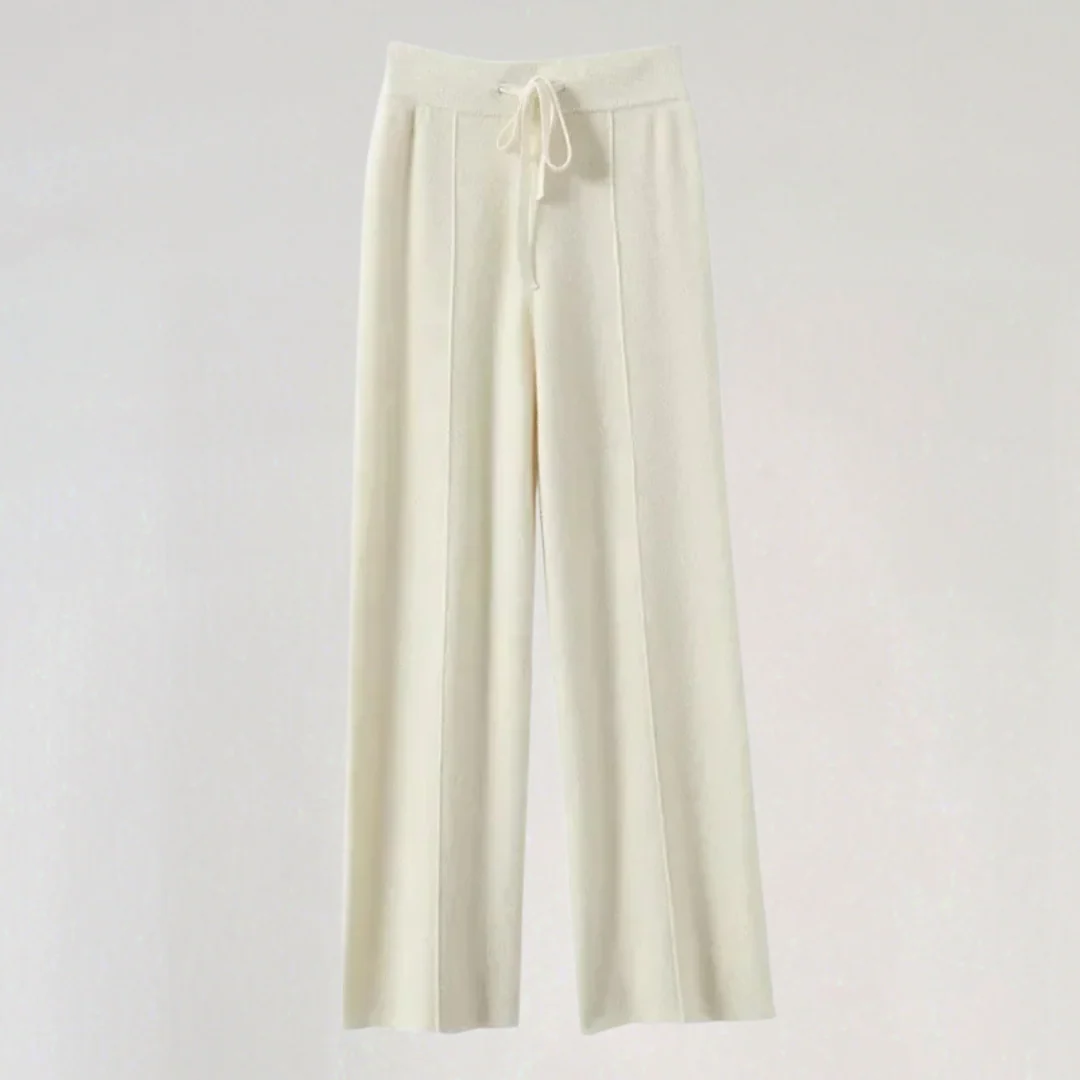 Wide-Leg Knit Pants with High Waist for Women