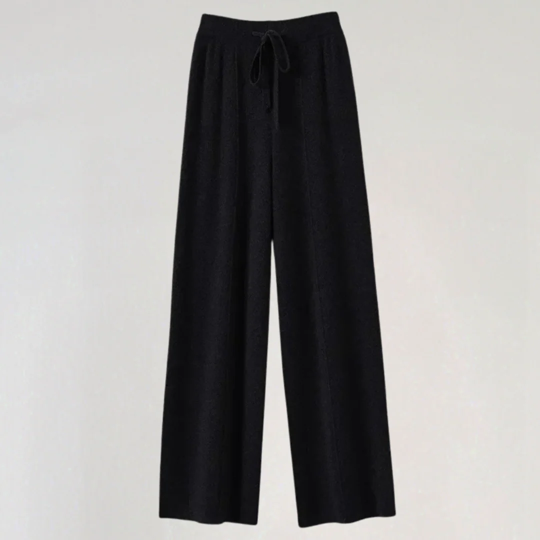 Wide-Leg Knit Pants with High Waist for Women