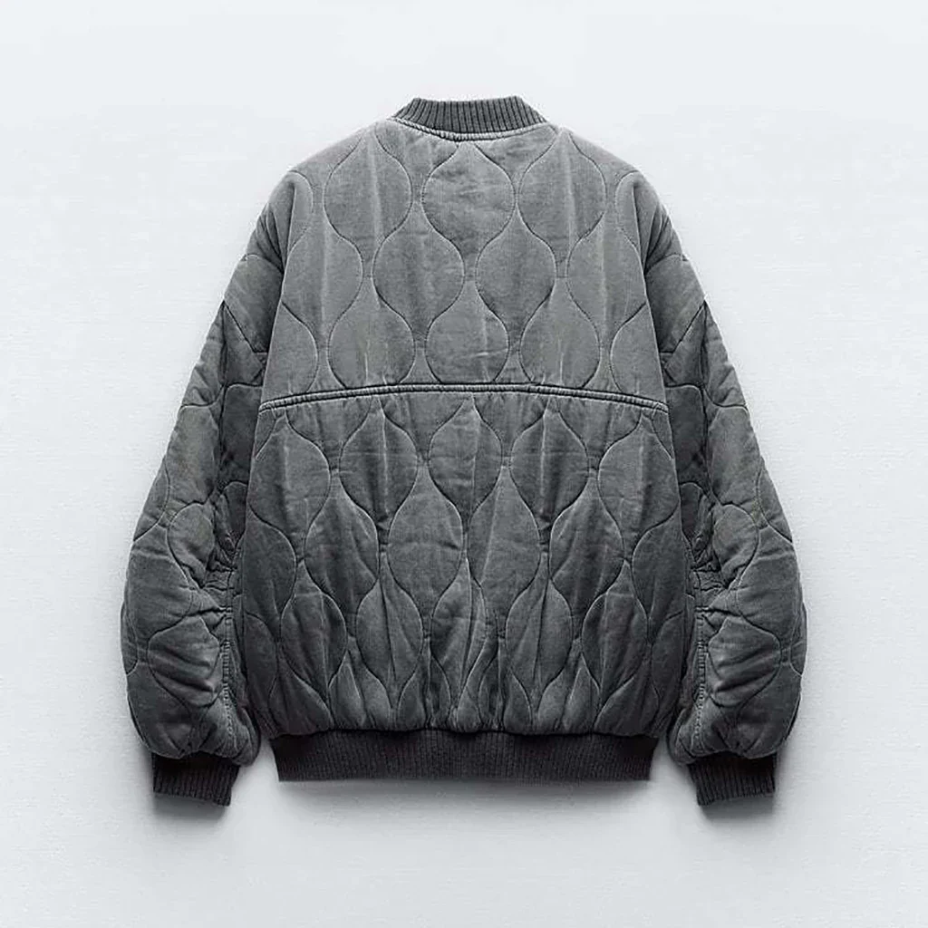 Quilted Oversized Bomber Jacket for Women
