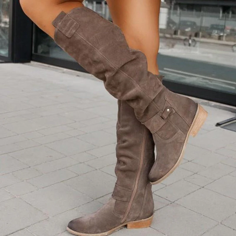 Women's Slouch Knee-High Boots with Side Zip