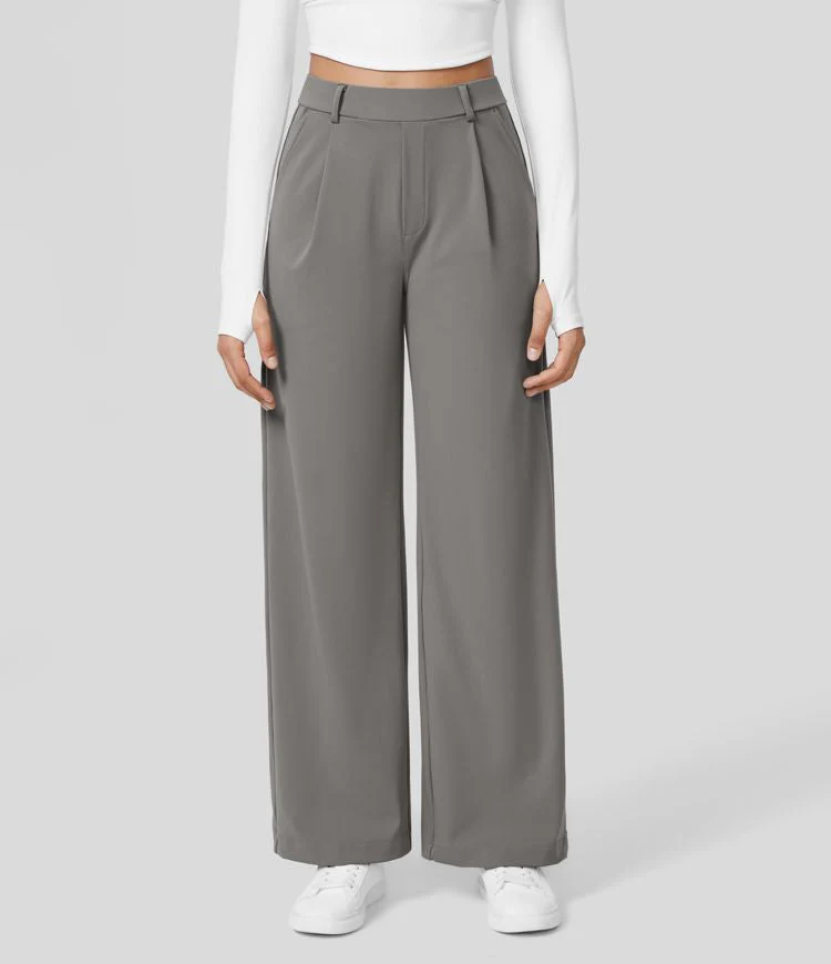 High-Waisted Wide Leg Work Trousers for Women