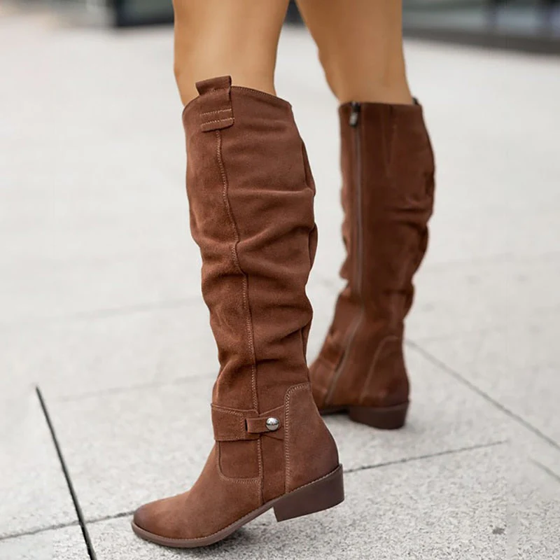 Women's Slouch Knee-High Boots with Side Zip