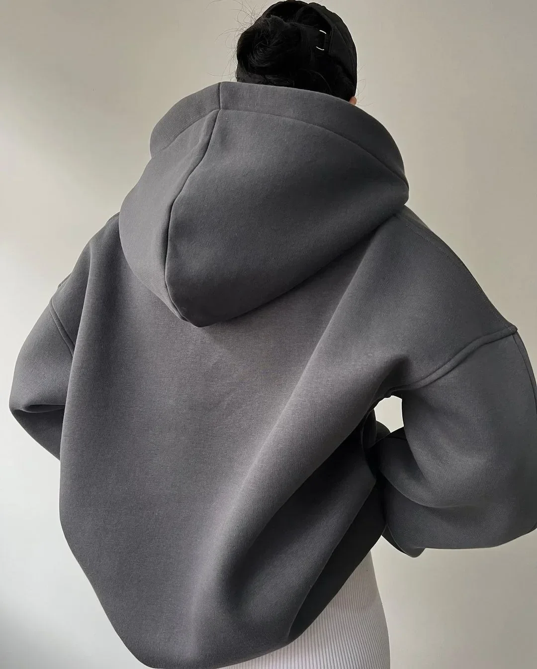 Women’s Oversized Pullover Hoodie with Open V-Neck Collar