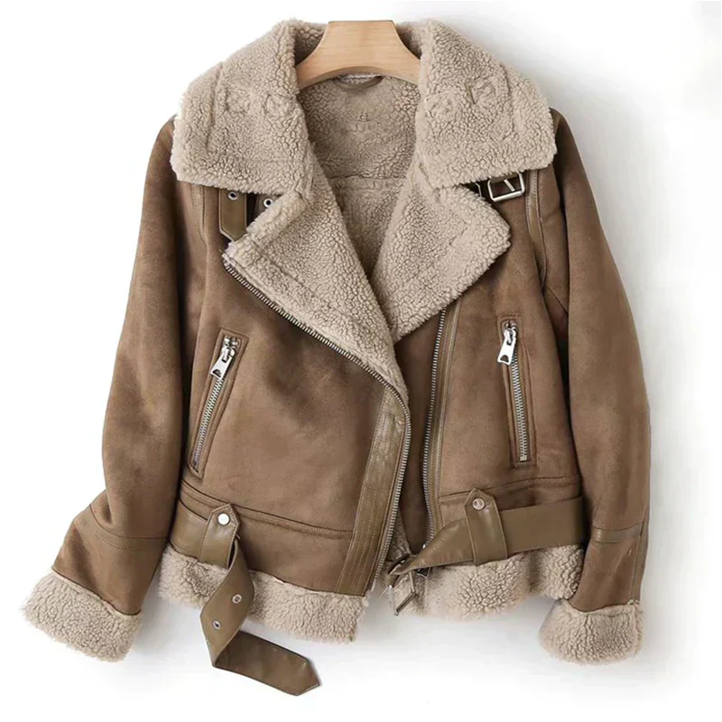 Women’s Belted Hem Jacket with Asymmetrical Zip