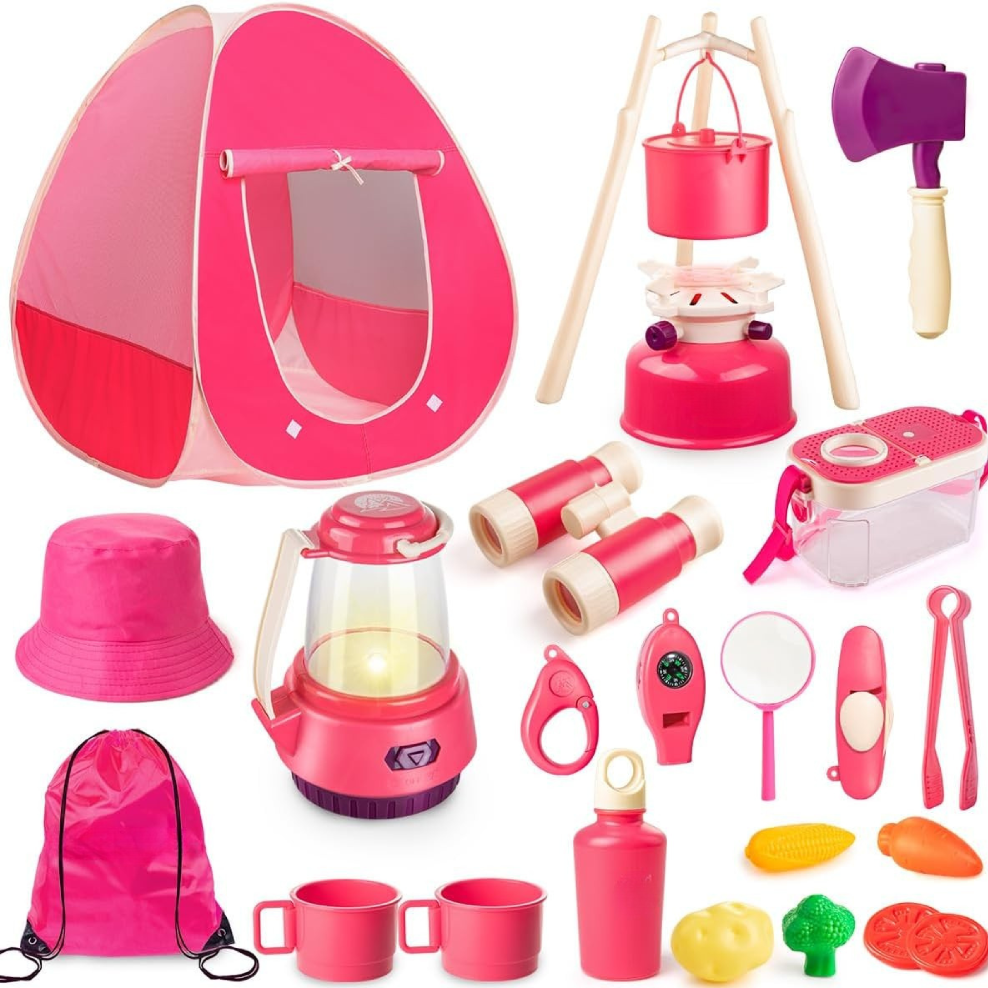 Kids Camping Set for Girls and Boys Indoor Outdoor Pretend Play