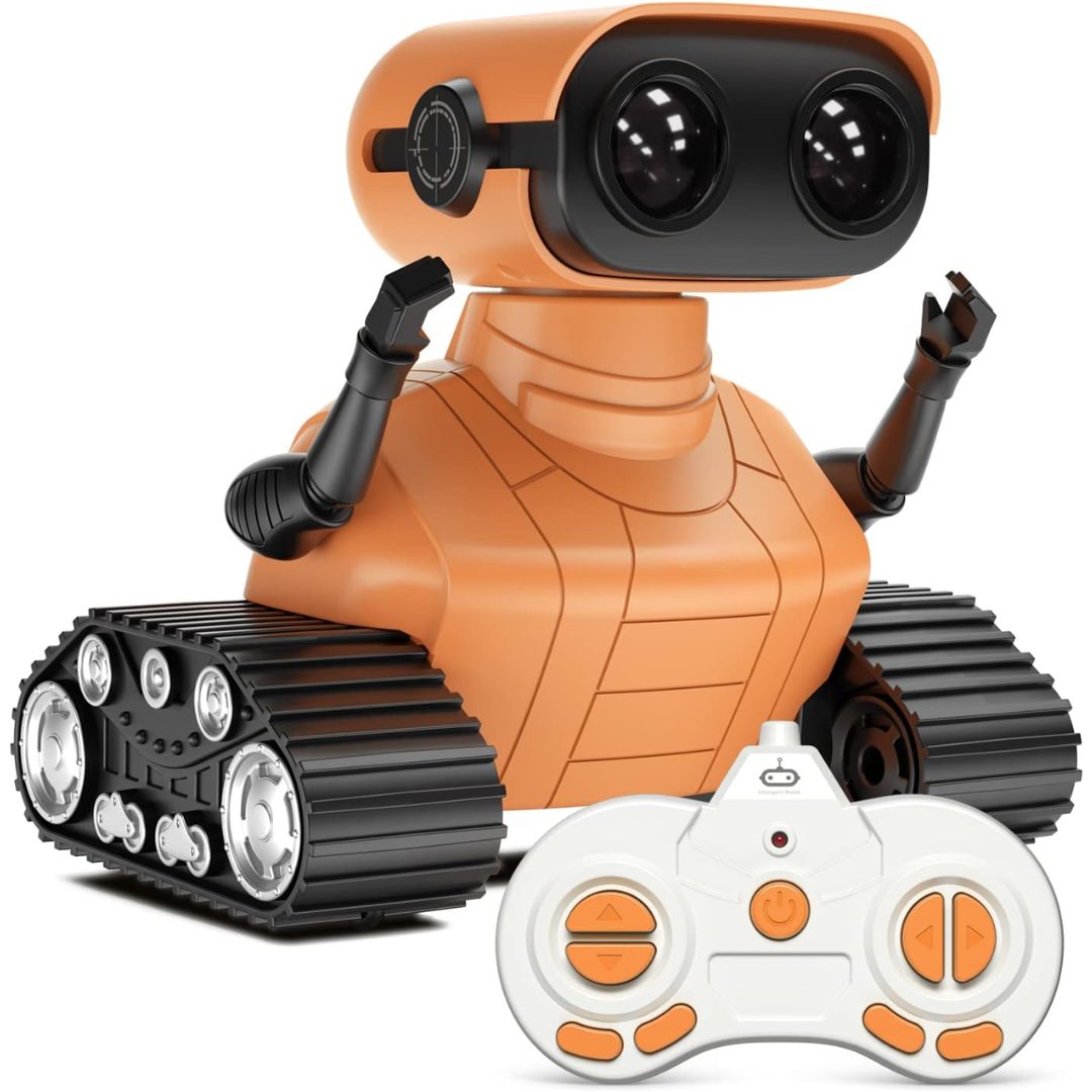 LED RC Robot Toy with Walkie Talkie, Music, and Programmable Actions
